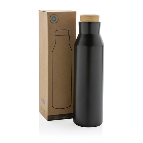 black Botella al vacío acero inoxidable reciclado certificado RCS