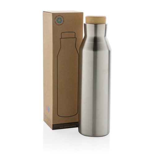 plateado Botella al vacío acero inoxidable reciclado certificado RCS
