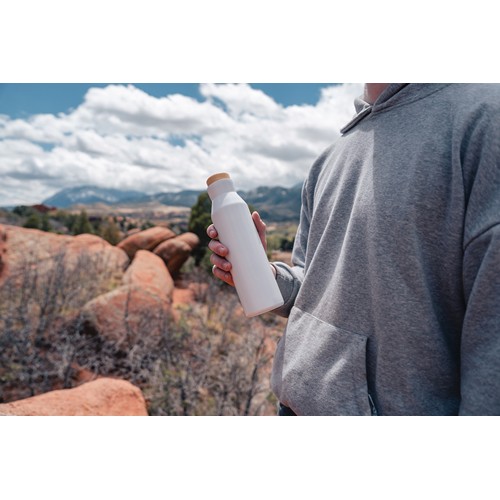 white Botella al vacío acero inoxidable reciclado certificado RCS