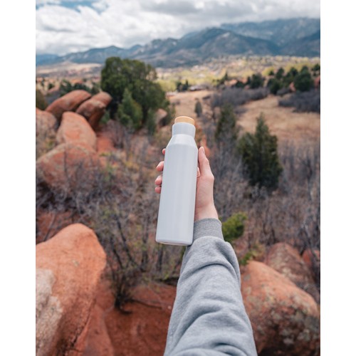 white Botella al vacío acero inoxidable reciclado certificado RCS