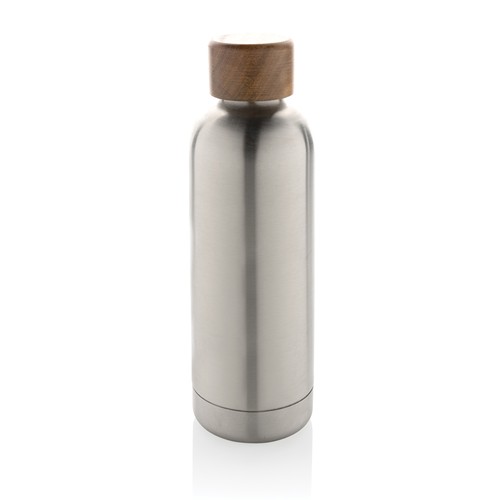 plateado Botella Wood de acero inoxidable reciclado certificado RCS
