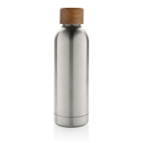 plateado Botella Wood de acero inoxidable reciclado certificado RCS