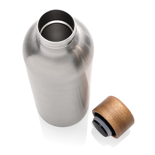 plateado Botella Wood de acero inoxidable reciclado certificado RCS