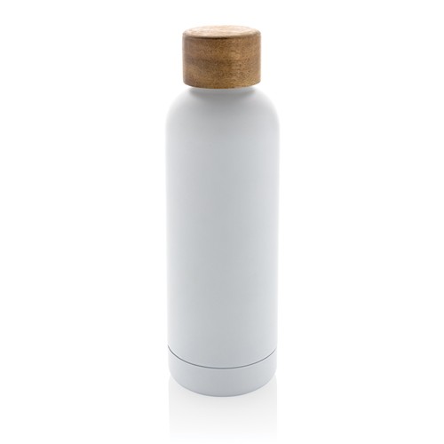 white Botella Wood de acero inoxidable reciclado certificado RCS