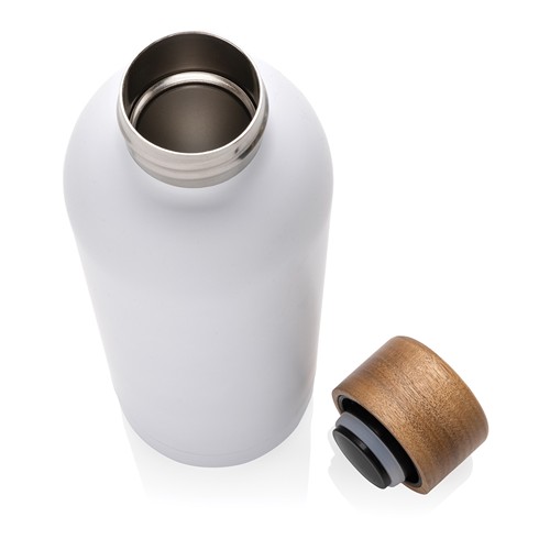 white Botella Wood de acero inoxidable reciclado certificado RCS