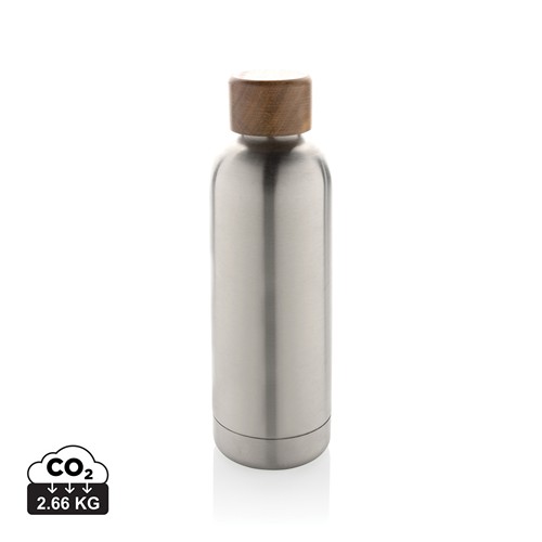 plateado Botella Wood de acero inoxidable reciclado certificado RCS