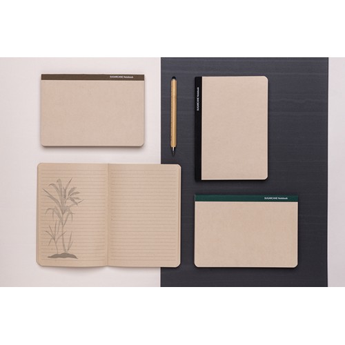 marrón Libreta A5 Stylo de papel de caña de azúcar