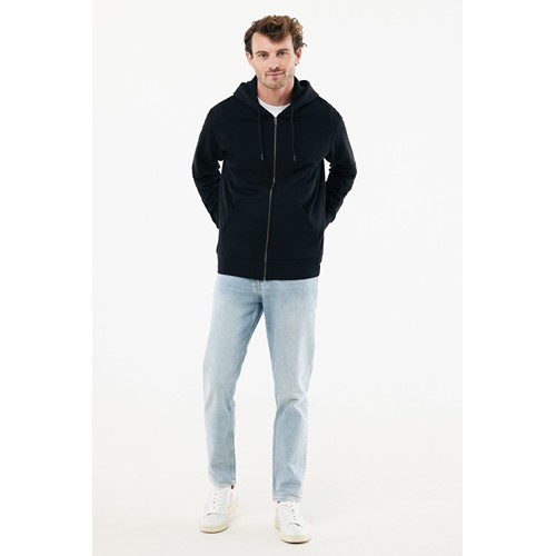 black IQONIQ Abisko Sudadera Cremallera/Capucha Algodón Reciclado