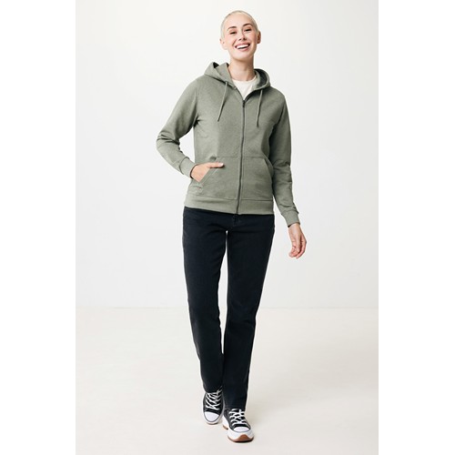 verde chiné IQONIQ Abisko Sudadera Cremallera/Capucha Algodón Reciclado