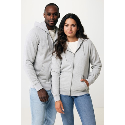 gris chiné IQONIQ Abisko Sudadera Cremallera/Capucha Algodón Reciclado