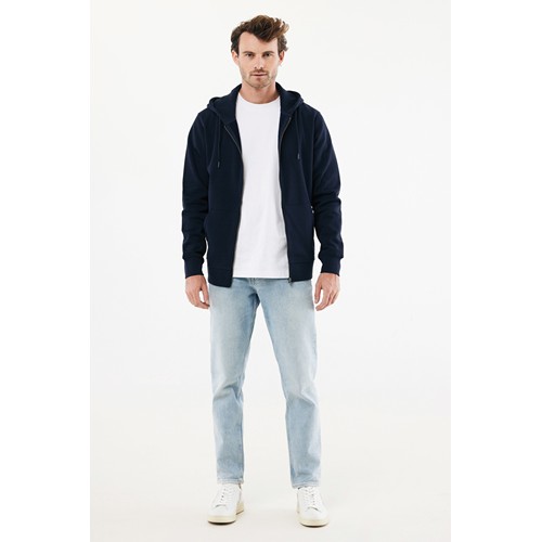 azul marino IQONIQ Abisko Sudadera Cremallera/Capucha Algodón Reciclado