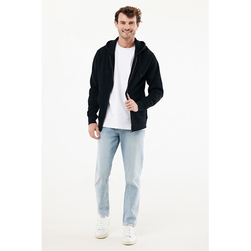 black IQONIQ Abisko Sudadera Cremallera/Capucha Algodón Reciclado