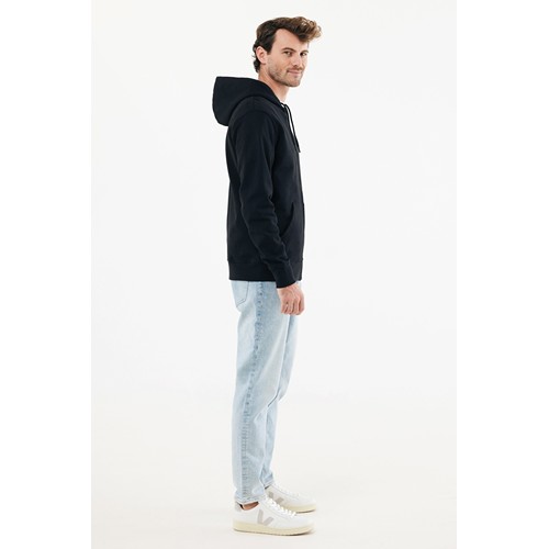 black IQONIQ Abisko Sudadera Cremallera/Capucha Algodón Reciclado