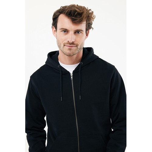 black IQONIQ Abisko Sudadera Cremallera/Capucha Algodón Reciclado