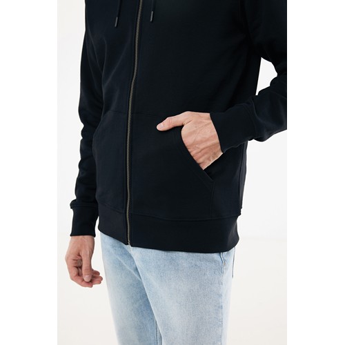 black IQONIQ Abisko Sudadera Cremallera/Capucha Algodón Reciclado