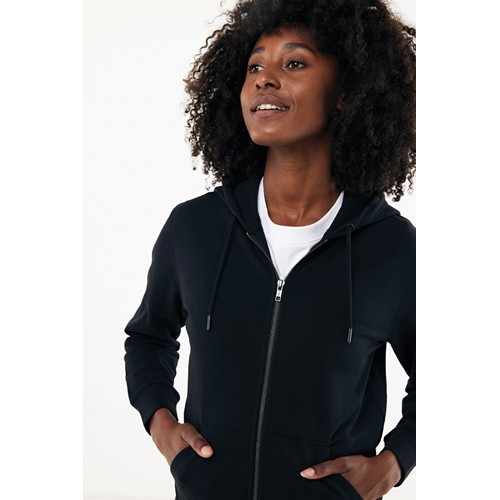 black IQONIQ Abisko Sudadera Cremallera/Capucha Algodón Reciclado