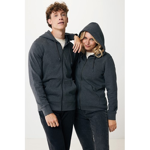 antracita chiné IQONIQ Abisko Sudadera Cremallera/Capucha Algodón Reciclado