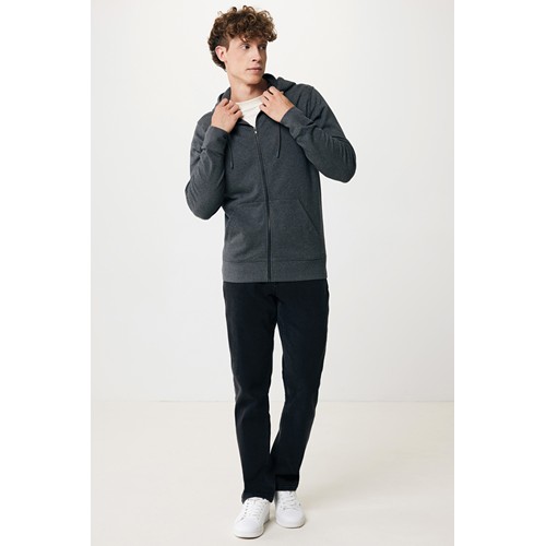 antracita chiné IQONIQ Abisko Sudadera Cremallera/Capucha Algodón Reciclado