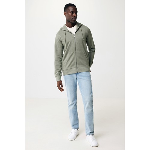 verde chiné IQONIQ Abisko Sudadera Cremallera/Capucha Algodón Reciclado