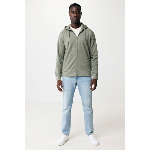 verde chiné IQONIQ Abisko Sudadera Cremallera/Capucha Algodón Reciclado