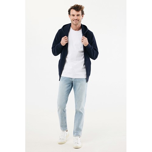 azul marino IQONIQ Abisko Sudadera Cremallera/Capucha Algodón Reciclado