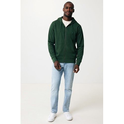 verde bosque IQONIQ Abisko Sudadera Cremallera/Capucha Algodón Reciclado