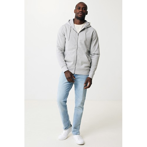 gris chiné IQONIQ Abisko Sudadera Cremallera/Capucha Algodón Reciclado