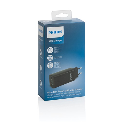 Chargeur mural USB 3 ports PD ultra-rapide Philips 65 W - 9