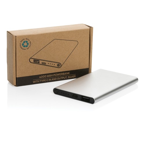 Powerbank plástico/aluminio RCS reciclado de 4000 mah tipo C