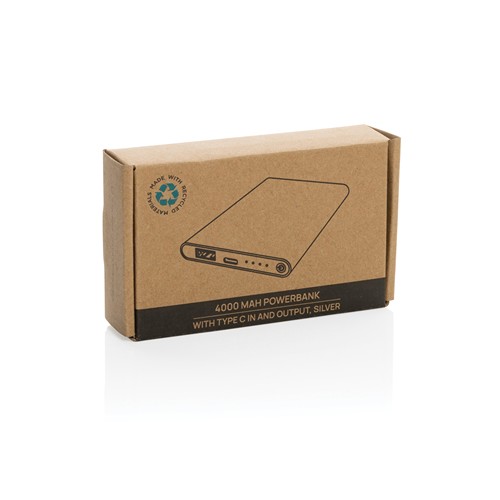 Powerbank plástico/aluminio RCS reciclado de 4000 mah tipo C