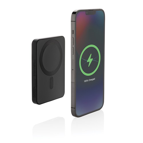 black Powerbank Magnetix plástico reciclado RCS 5.000 mAh