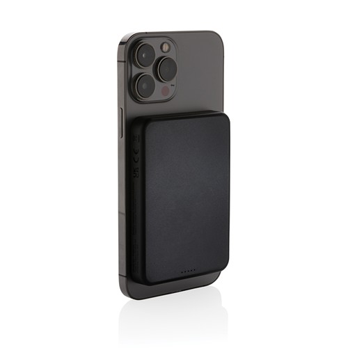 black Powerbank Magnetix plástico reciclado RCS 5.000 mAh