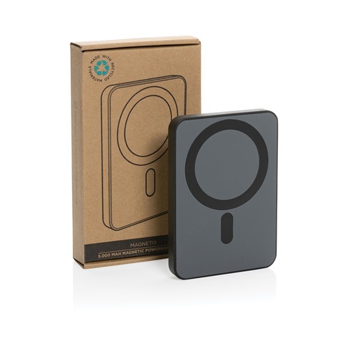 black Powerbank Magnetix plástico reciclado RCS 5.000 mAh