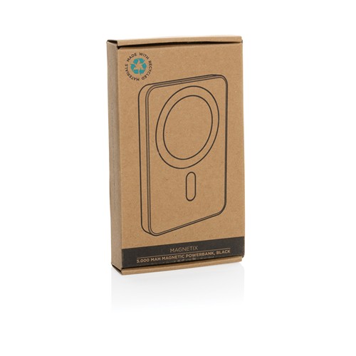 black Powerbank Magnetix plástico reciclado RCS 5.000 mAh