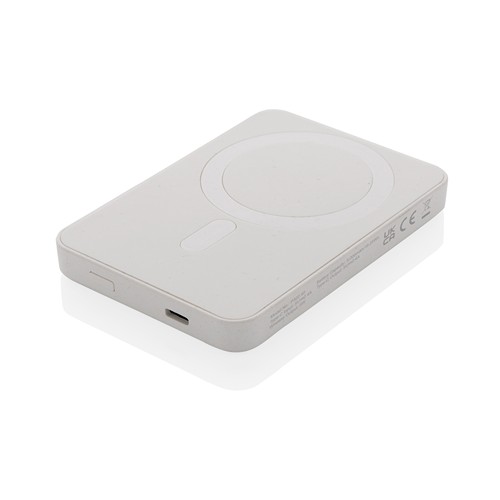 white Powerbank Magnetix plástico reciclado RCS 5.000 mAh