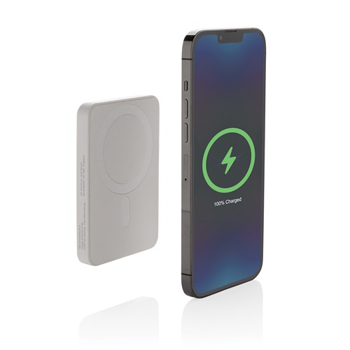 white Powerbank Magnetix plástico reciclado RCS 5.000 mAh