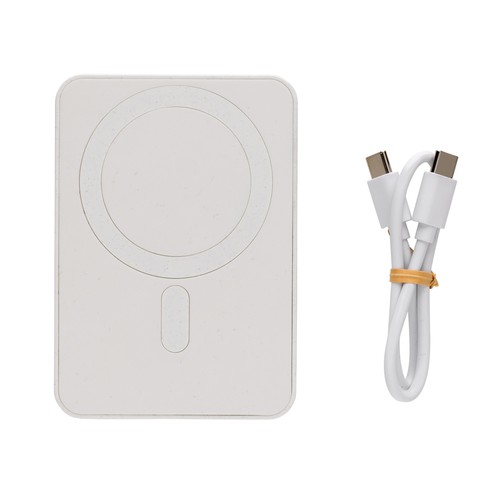 white Powerbank Magnetix plástico reciclado RCS 5.000 mAh