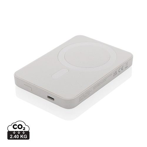 white Powerbank Magnetix plástico reciclado RCS 5.000 mAh