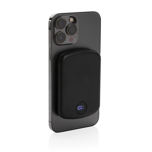 black Powerbank MagBoost de 5000 mah de plástico reciclado RCS