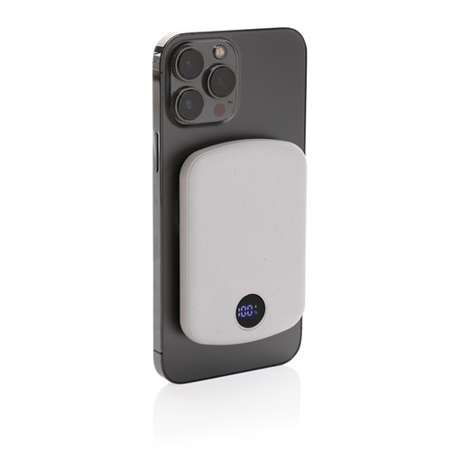 white Powerbank MagBoost de 5000 mah de plástico reciclado RCS