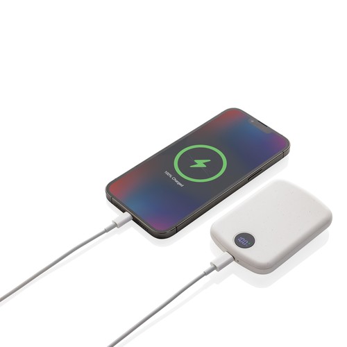 white Powerbank MagBoost de 5000 mah de plástico reciclado RCS