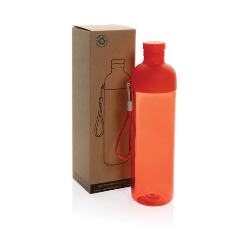 red Botella de agua antigoteo PET reciclado Impact RCS 600 ml