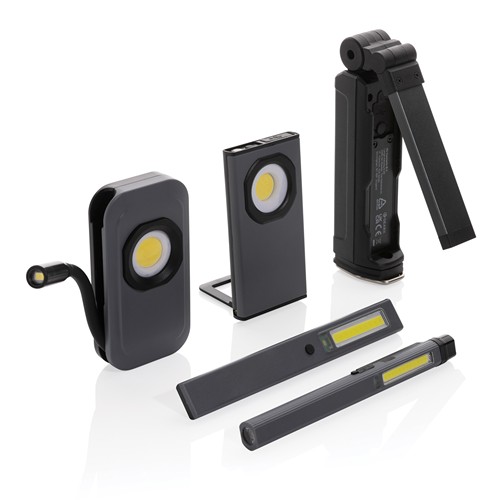 gray Luz de trabajo de bolsillo USB de plástico reciclado Gear X