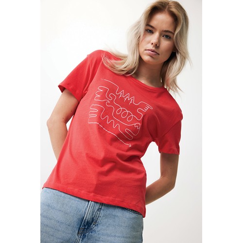rojo claro IQONIQ Yala Camiseta Mujer Light Weight Algodón Reciclado