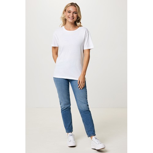 white IQONIQ Yala Camiseta Mujer Light Weight Algodón Reciclado