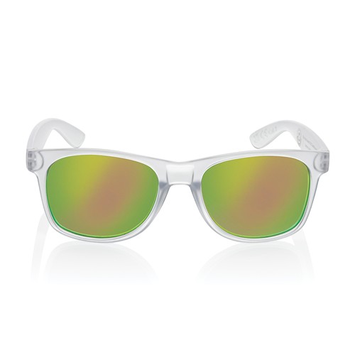 white Gafas de sol con lentes de espejo de PC reciclado Gleam RCS