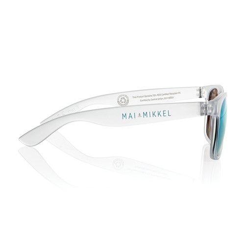 white Gafas de sol con lentes de espejo de PC reciclado Gleam RCS