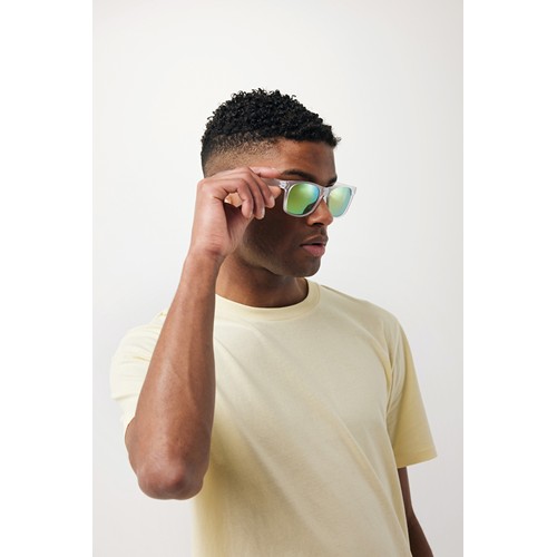 white Gafas de sol con lentes de espejo de PC reciclado Gleam RCS