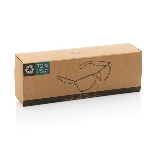white Gafas de sol con lentes de espejo de PC reciclado Gleam RCS