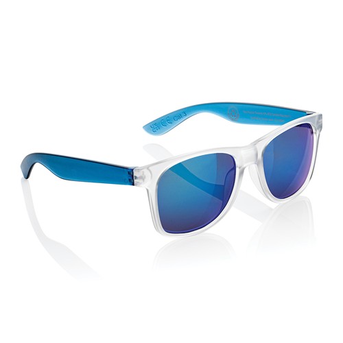 blue Gafas de sol con lentes de espejo de PC reciclado Gleam RCS